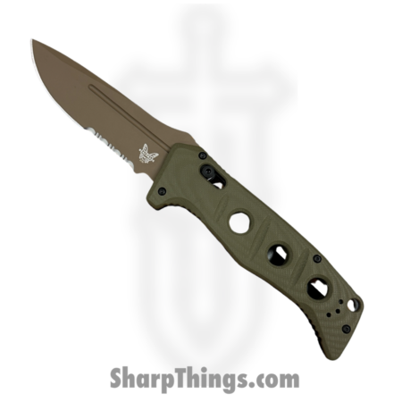 Benchmade – 2750SFE-2 – Adamas – Automatic Knife – CPM-CruWear Coated Partial Serrated Drop Point – G10 – Flat Earth