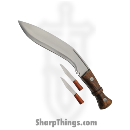 Pakistan Cutlery – PA882450 – Gurkha Service Kukri – Fixed Blade Knife – Stainless Steel Satin Kukri – Wood – Brown