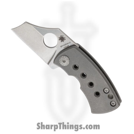 Spyderco – SC236TIP – McBee Framelock – Folding Knife – CTS-XHP Stonewash Wharncliffe – Titanium – Gray