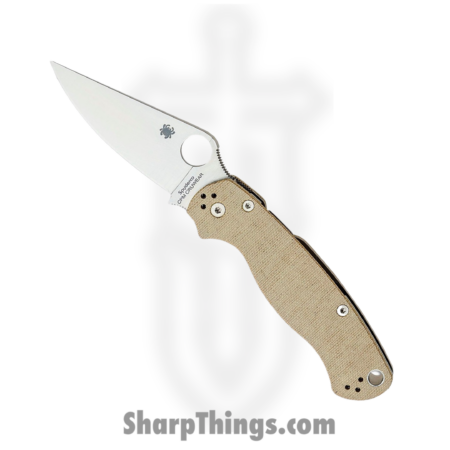 Spyderco – SC81MPCW2 – Para Military 2 – Folding Knife – CPM-CruWear Tool Steel Satin Clip Point – Canvas Micarta – Brown