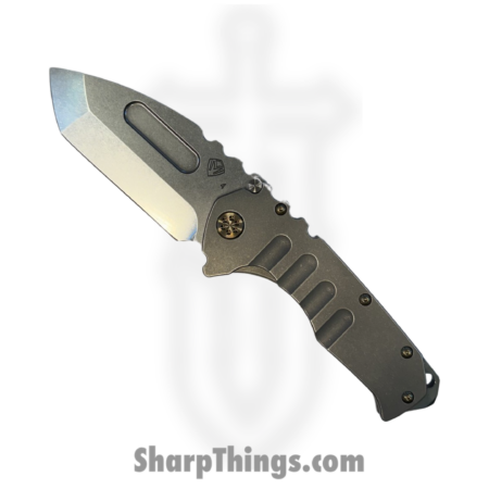 Medford Knife and Tool – 030724C – Prae “T”  – Folding Knife – S45VN Tumbled Tanto – Tumbled Titanium – Gray