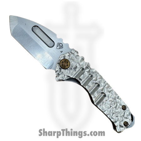Medford – 030824F – Genesis “T” – Folding Knife – S45VN Tumbled Tanto – Titanium “Peaks and Valleys” – Silver