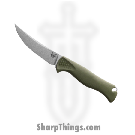 Benchmade – 15505 – Meatcrafter 4″ – Fixed Blade Knife – CPM-154 – Stonewash Trailing Point – Santoprene – Dark Olive