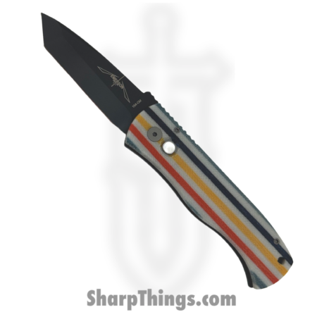 ProTech – 2024TXEC75 – Emerson CQC7 – Automatic Knife – 154CM DLC Tanto – Micarta Aluminum – Multi Striped