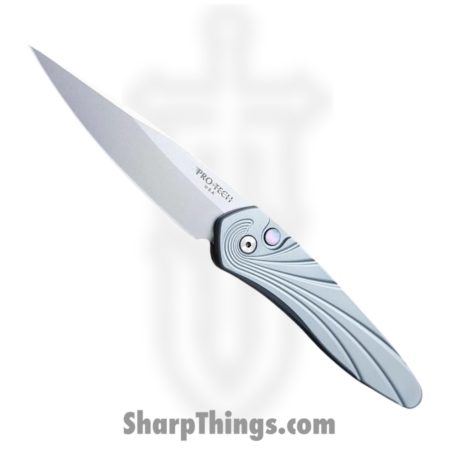ProTech – 3436-Grey – Newport – Automatic Knife – S35VN Stonewash Spear Point – 3D Wave Pattern Aluminum – Grey