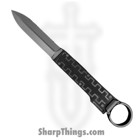 Elishewitz Studio – BB-FS-BKG10 – Black Box – Knife Other – 20CV Coated Dagger Serrated – 7075 Aluminum, G10 Scales – Black