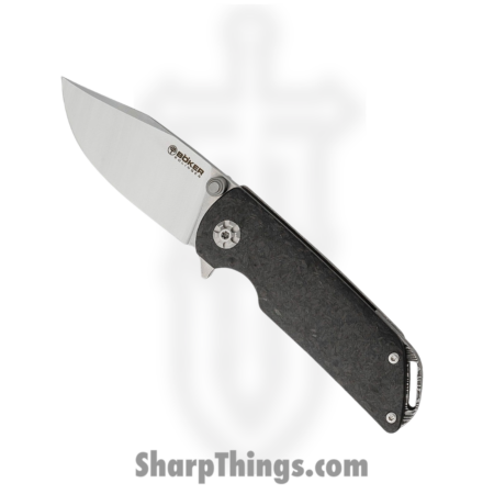 Boker – BO110665 – Sherman – Folding Knife – CPM-Magnacut Satin Clip Point – Carbon Fiber and Stonewashed Titanium – Black