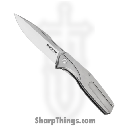 Boker Magnum – BOM01SC083 – The Milled One – Folding Knife – 7Cr17MoV Satin Drop Point – Sculpted Stainless Steel – Gray