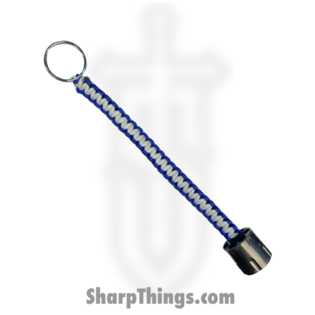 Full Heart Forge – FHF-WK-38 – Weighted Keychain “.38” – Steel – Paracord – Black, White, Blue