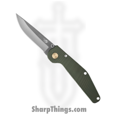 GT Knives – GT111 – Police – Automatic Knife – ATS 34 Gray Drop Point – Aluminum – Green