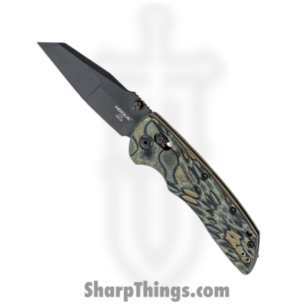 Hogue Knives – HO24268 – Deka – Folding Knife – CPM-20CV Black Cerakote Modified Wharncliffe – G-Mascus G10 Scales – Green
