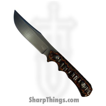 Something Obscene Co. – SO2 – One off Custom – Fixed Blade Knife – CPM MagnaCut Acid Etch Stonewash Clip Point – Dymalux – Orange, green, brown