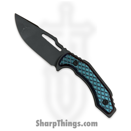 SkyRaider Knives – SRK1-MST-HP-MFD – Mustang – Fixed Blade Knife – A2 – Coated – Harpoon – Mindflayer Diamond Scales – Black, Blue