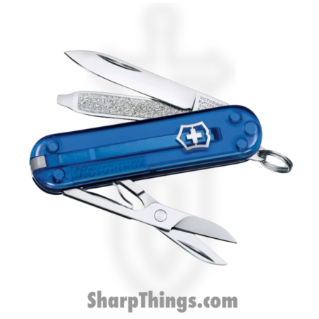 Victorinox – VN06223T2G – Classic SD Transparent – Folding Knife – Stainless Polished Multi – ABS/Celidor – Deep Ocean