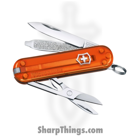 Victorinox – VN06223T82G – Classic SD Transparent –  Stainless Polished Multi – ABS/Celidor – Fire Opal