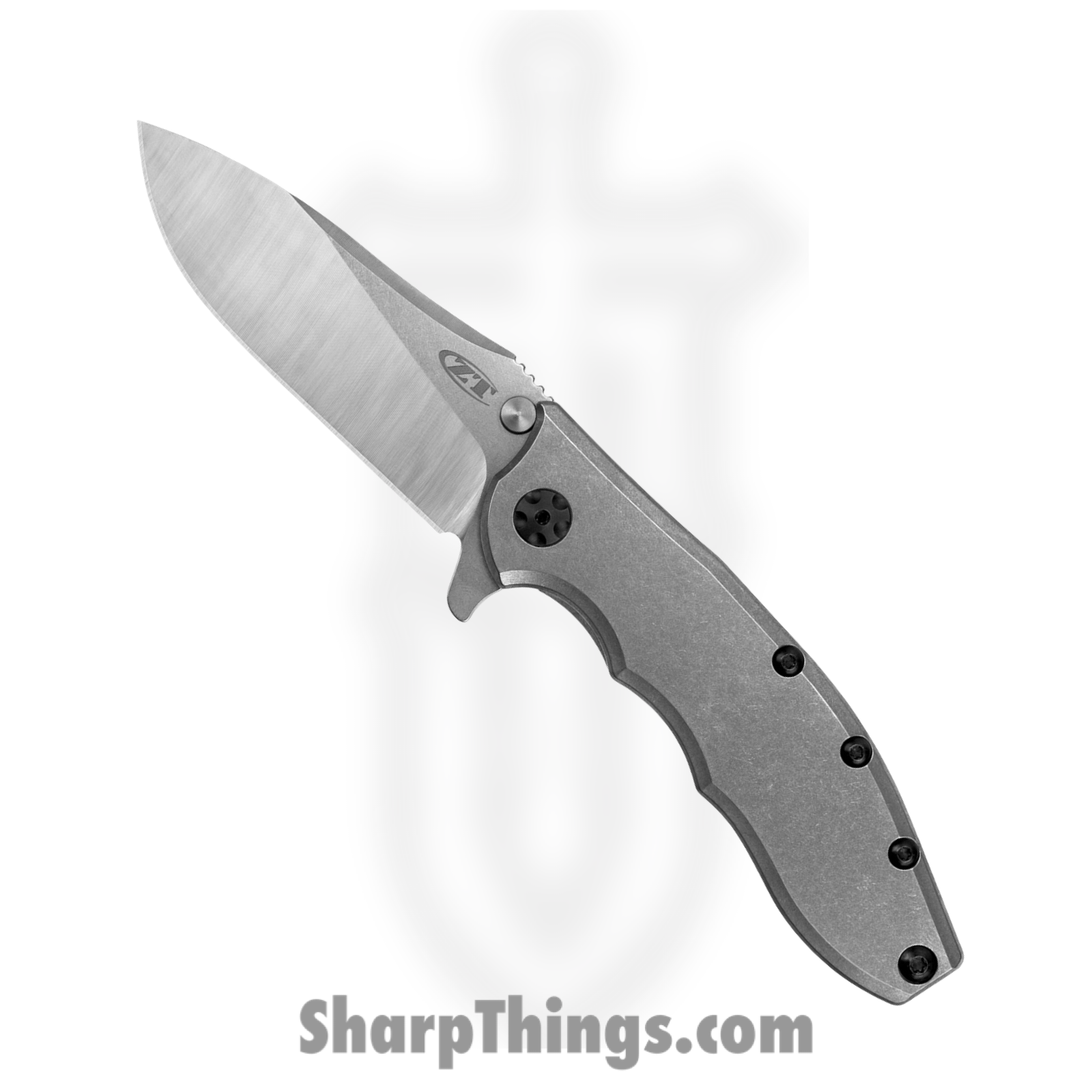 Zero Tolerance - ZT0562TI - Hinderer Slicer Framelock - Folding Knife - CPM-20CV Stonewash Drop Point - Titanium - Gray