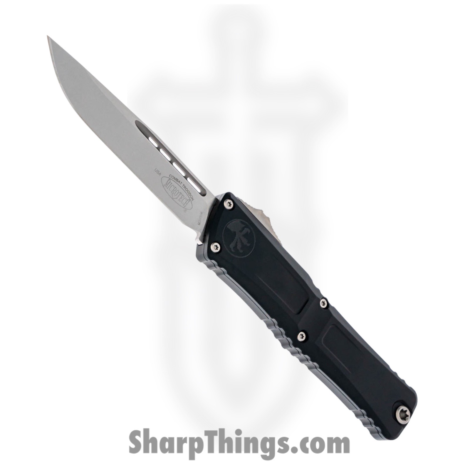 Microtech - 1143-10 - Combat Troodon Gen III - OTF Auto - M390MK Stonewash S/E - 6061-T6 Aluminum - Black
