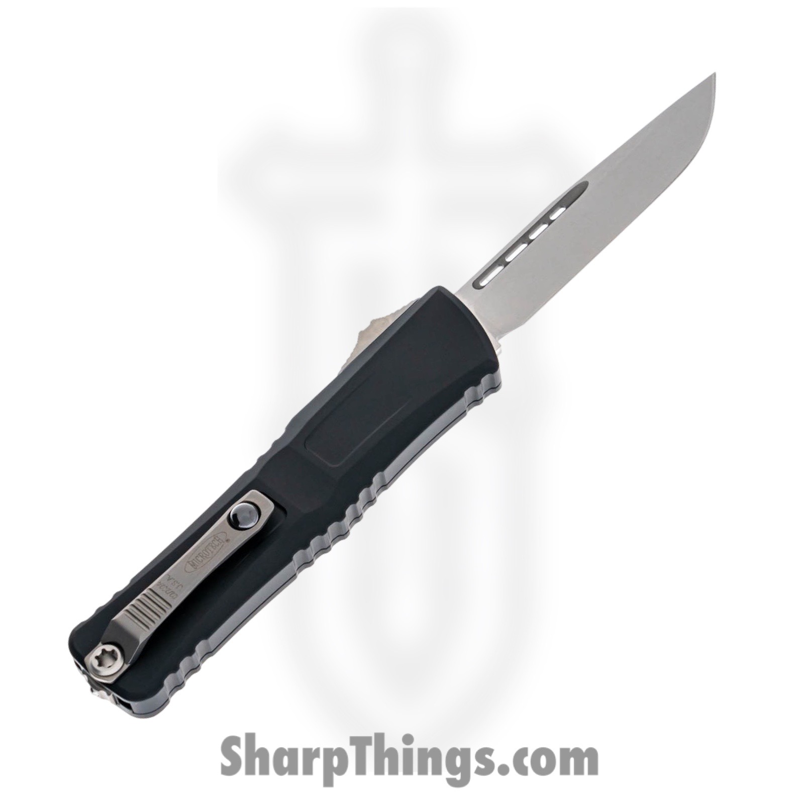 Microtech - 1143-10 - Combat Troodon Gen III - OTF Auto - M390MK Stonewash S/E - 6061-T6 Aluminum - Black - Image 2