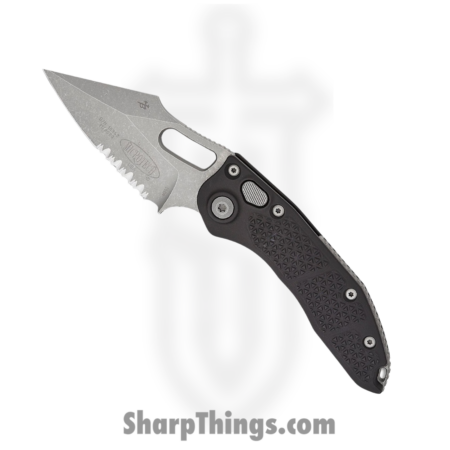 Microtech – 169-11AP – Stitch P/S – Automatic Knife –  Apocalyptic Spear Point – Milled Aluminum – Black