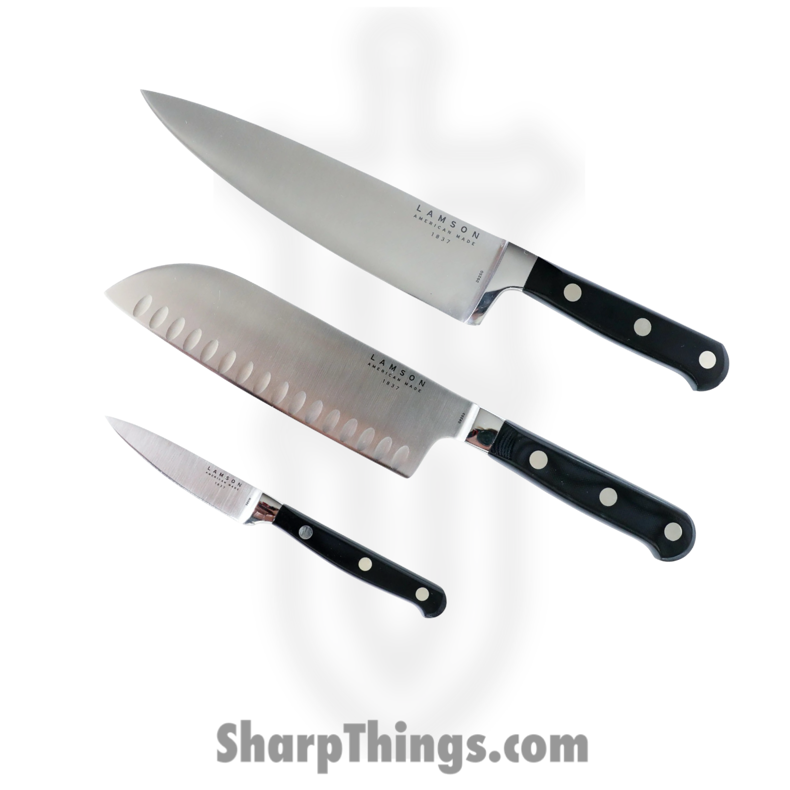 Lamson - 39273 - 3-Piece Premier Forged Cook’s Set of Knives - 4116 Polished - G10 - Midnight Black
