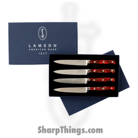 Lamson – 59992 – 4-Piece 5â€³ Premier Forged Fine Edge Steak Knives Set – 4116 Polished – Acrylic – Fire