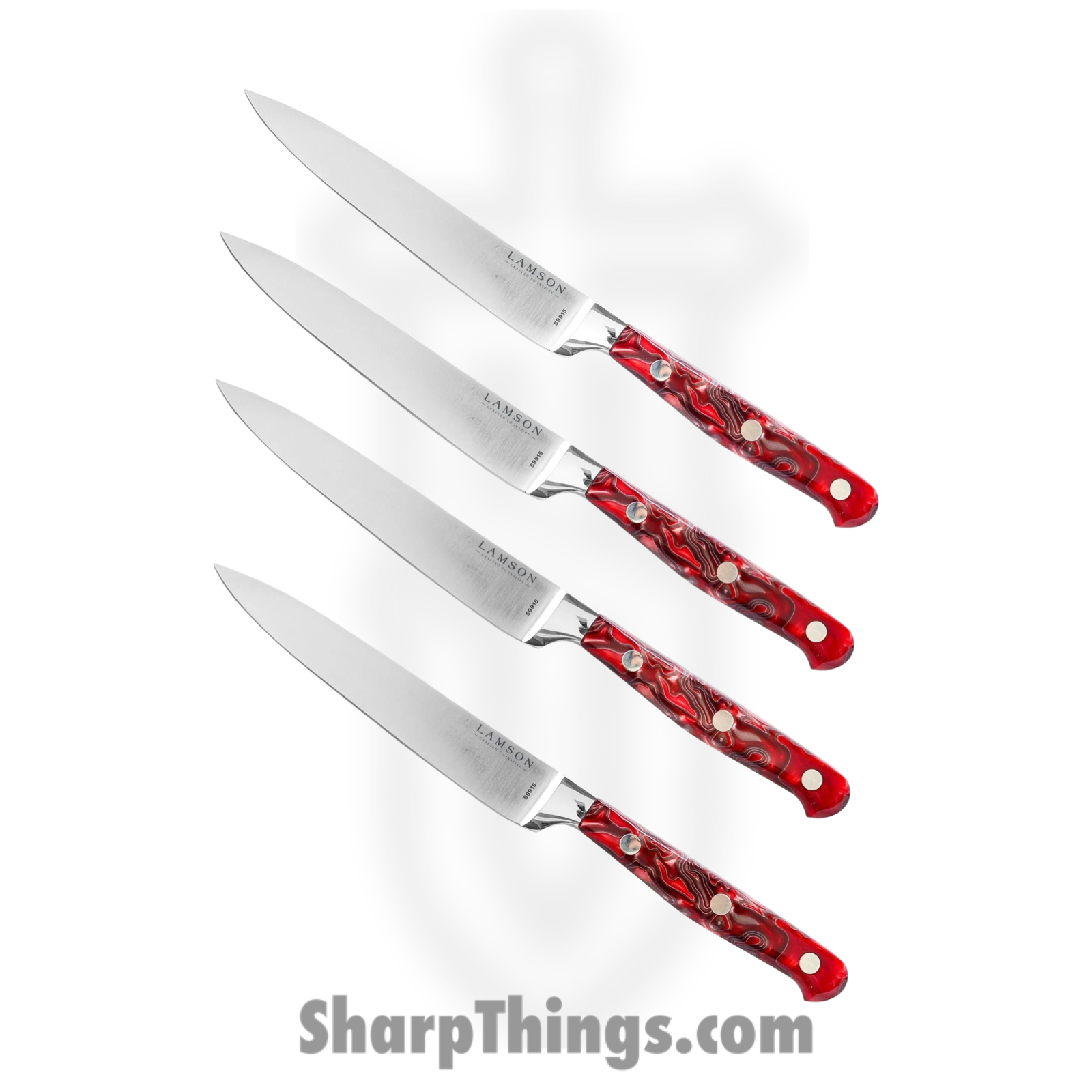 Lamson - 59992 - 4-Piece 5″ Premier Forged Fine Edge Steak Knives Set - 4116 Polished - Acrylic - Fire - Image 2