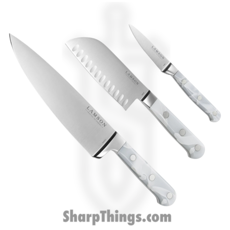 Lamson – 69973 – 3-Piece Premier Forged Cook’s Set of Knives – 4116 Polished  – Acrylic – Ice
