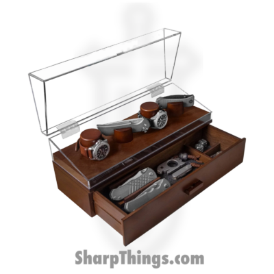 Holme & Hadfield – CD-WT-0749-1 – The Combo Deck – Knife and Watch Showcase – Wood Acrylic – Walnut