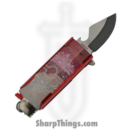 China Made – CN211523-RD – Lighter Money Clip Knife – Folding Knife – Stainless Steel Two Tone  – Aluminum – Red