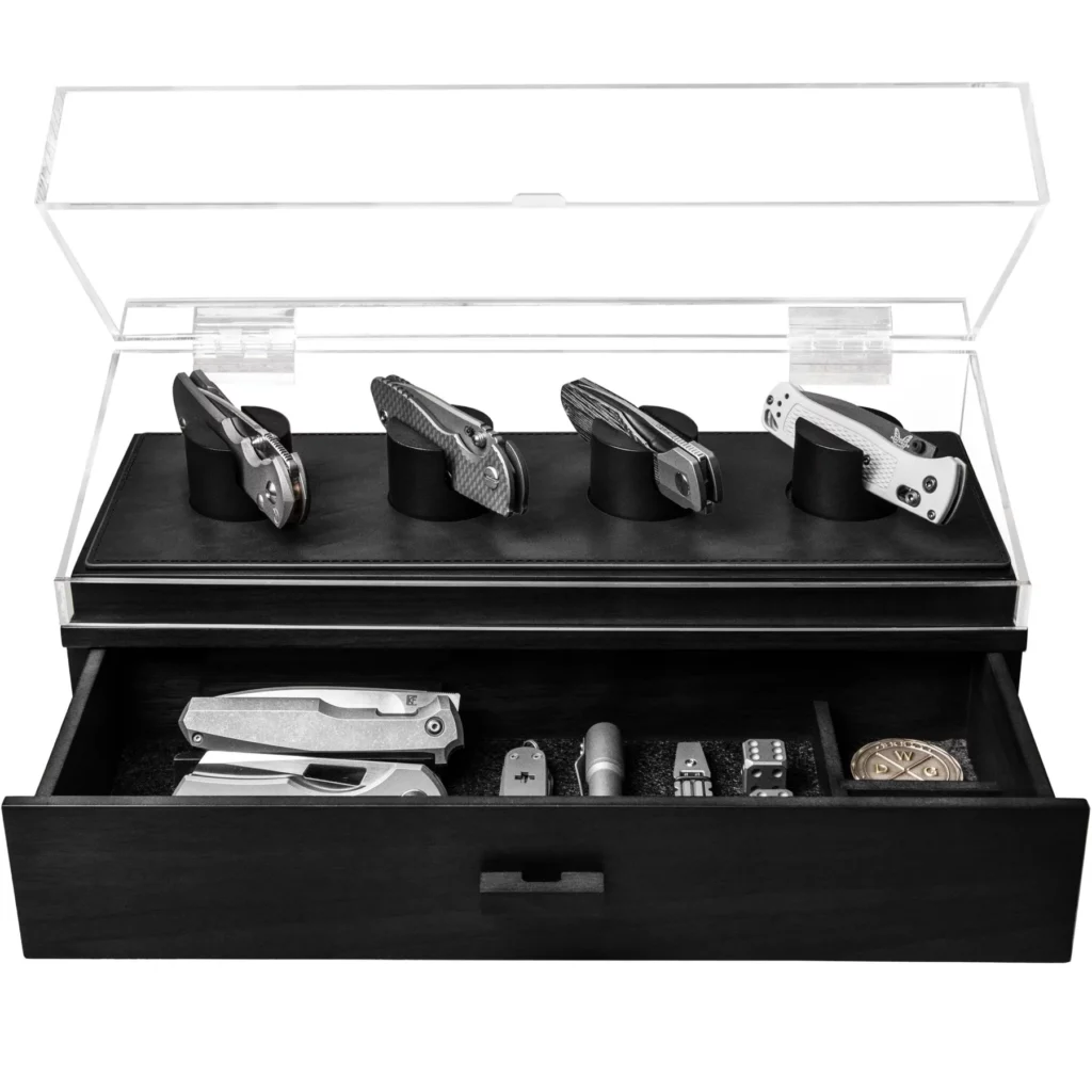 Holme & Hadfield – KDP-BK-824-1 – The Knife Deck Pro – Knife Showcase – Wood and Acrylic – Black