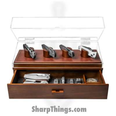 Holme & Hadfield – KDP-WT-817-1 – The Knife Deck Pro – Knife Showcase – Wood and Acrylic – Walnut