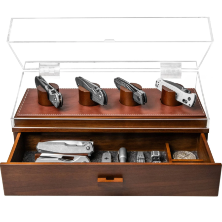 Holme & Hadfield – KDP-WT-817-1 – The Knife Deck Pro – Knife Showcase – Wood and Acrylic – Walnut