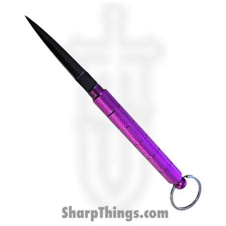Misc – P-15947-PP – Kubotan Keychain Hidden Knife – Stainless Steel Black  – Aluminum – Purple