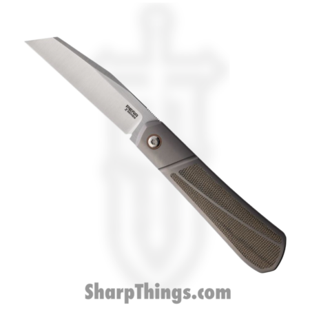 Pena Knives – PE49 – XL Raptor Framelock – Folding Knife – M390 Satin Extended Tang – Titanium with Micarta Inlay – Green