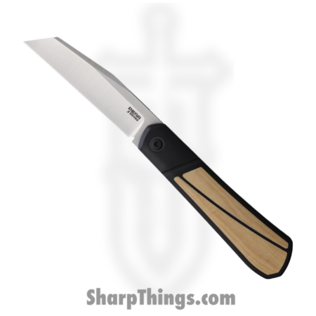 Pena Knives – PE51 – XL Raptor Framelock – Folding Knife – M390 Satin Extended Tang – Titanium with Antique Micarta Inlay – Black White
