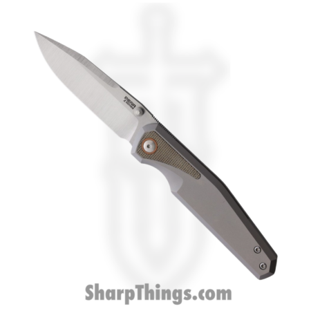 Pena Knives – PE57 – Alacran Framelock – Folding Knife – M390 Satin Extended Tang – Titanium with Micarta Inlay – Green