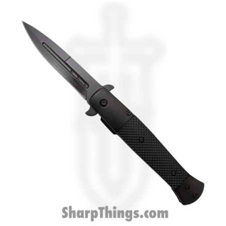 Tiger USA – SJ-1011-BK-2 – Spring Assisted – Assisted Open Knife – 1065 Surgical Steel Black Dagger – Aluminum – Black