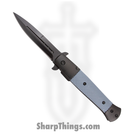 Tiger USA – SJ-1011-GY-2 – Spring Assisted – Assisted Open Knife – 1065 Surgical Steel Black Dagger – Aluminum – Grey