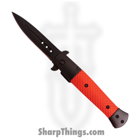 Tiger USA – SJ-1011-RD-2 – Spring Assisted – Assisted Open Knife – 1065 Surgical Steel Black Dagger – Aluminum – Red