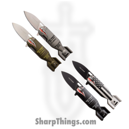 Tac Force – TF1039POP-FG – WWII Shark Bomb Shaped – Assisted Open Knife – 3Cr13 Black Stonewash – Flag