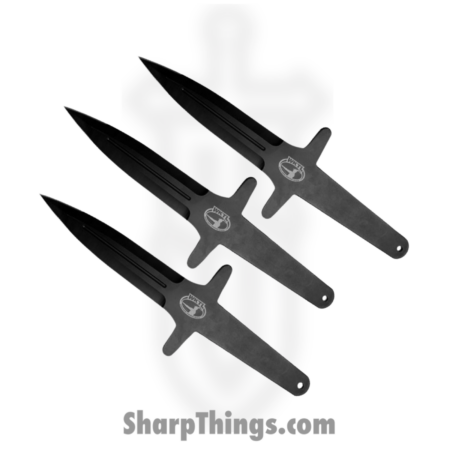 World Knife Throwing League – WKTL003 – Merlin Throwing Knife (Set of 3) – Fixed Blade Knife – 3Cr13 Black Dagger – Black