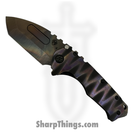 Medford Knife and Tool – MK0124VT-30PV-TPCF-BP – Prae “T”  – Folding Knife – S45VN Vulcan Tanto – Titanium “Sand Dunes” – Black Flamed