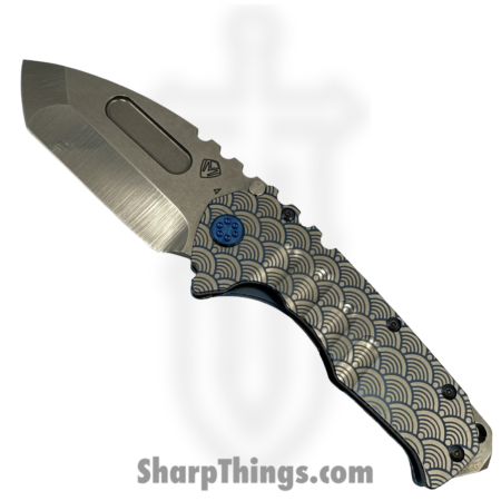 Medford Knife and Tool – MK0124TT-37A2-TSCS-BN – Prae “T”  – Folding Knife – S45VN Tumbled Tanto – Titanium “Japanese Waves” – Blue