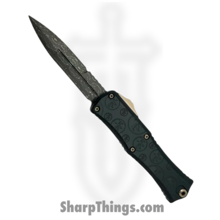 Microtech – 1701M-16CBS – Mini Hera II Claw Burst Engraved – OTF Auto – Damascus Bayonet – 6061-T6 Aluminum – Black