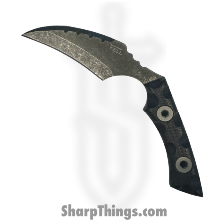 T.Kell Knives – FLNBlk – FLN Removable G-10 Ring Black Recon – Fixed Blade Knife – 80crv2 Coated Hawkbill – G10 – Black