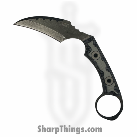 T.Kell Knives – FLNRnGnmtl – FLN Integral Ring Black Recon – Fixed Blade Knife – 80crv2 Coated Hawkbill – G10 – Gunmetal