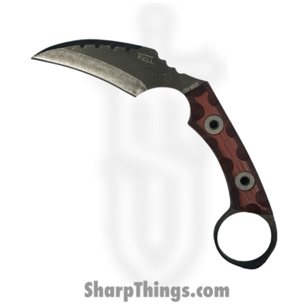 T.Kell Knives – FLNRnRedDawn – FLN Integral Ring Black Recon – Fixed Blade Knife – 80crv2 Coated Hawkbill – G10 – Red Dawn