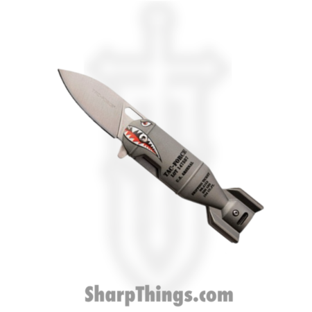 Tac Force – TF1039POP-GY – WWII Shark Bomb Shaped – Assisted Open Knife – 3Cr13 Black Stonewash – Aluminum – Gray