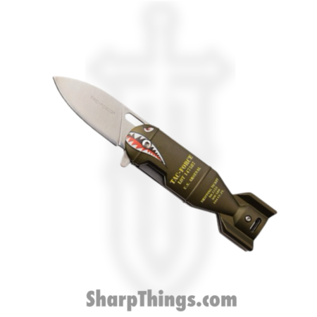 Tac Force – TF1039POP-GN – WWII Shark Bomb Shaped – Assisted Open Knife – 3Cr13 Black Stonewash – Green