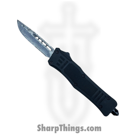 Steel River Knives – SB616DPDBK – Midway II OTF Auto – 440 Damascus Drop Point – Black